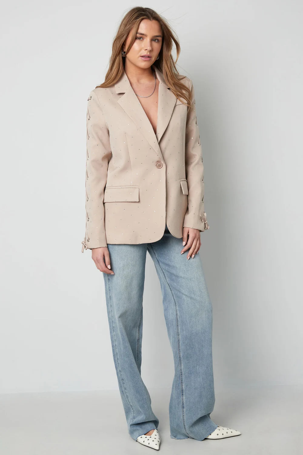 Lace-Up Sleeve Blazer